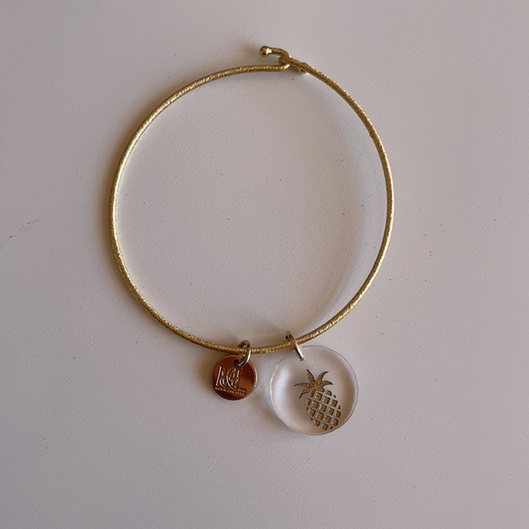 Moon & Lola Gold Pineapple Charm Bangle Bracelet - Picture 3 of 6